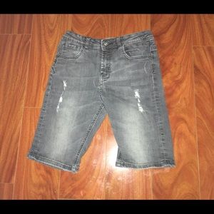 Boys’ Grey Wash Distressed Skinny Jean Shorts